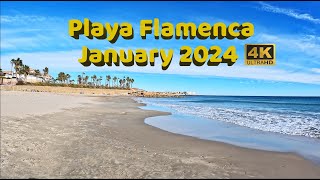 4K Playa Flamenca Costa Blanca⎮Orihuela Costa⎮Sunday Midday Promenade and Beach Walking Tour 🇪🇸 [upl. by Ruthann]