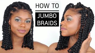 Cheveux afro et crépus  How to Jumbo Box Braids Bob tuto coiffure simple [upl. by Eiromem844]