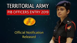 Territorial Army TA PIB Officers Entry  Notification 2019 Written Exam  Eligiblity Procedure [upl. by Ettennad]