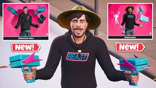 NEW MRBEAST Skin Gameplay in Fortnite MRBEAST6000 Bundle [upl. by Leicester]