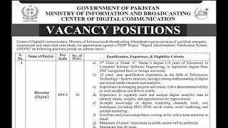 Ministry of Information and Broadcasting Islamabad Jobs September 2024 October NTS Apply Online CDC [upl. by Dorison789]