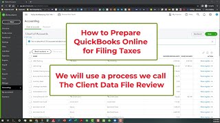 How to prepare for filing taxes in QuickBooks Online  start with a Client Data File Review [upl. by Esilrahc25]