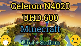 Celeron N4020  UHD 600  MINECRAFT Sodium [upl. by Eenert]