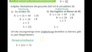 4 5 Ungleichungen und Intervallschreibweise [upl. by Thinia]