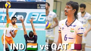 India vs Qatar  AVC Mens Volleyball Championship 2021  highlights  part 1  Ajith lal  Ashwal [upl. by Ahsenik]