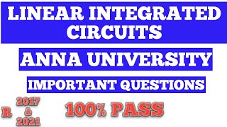 Linear Integrated circuits important questions [upl. by Borras]