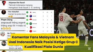 Komentar Fans Malaysia dan Vietnam Usai Indonesia Naik Posisi Ketiga Grup C Kualifikasi Piala Dunia [upl. by Gustave]