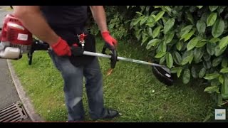 How to use a petrol brush cutter strimmer  HSS Hire [upl. by Yddet781]