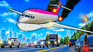 Boeing 727 CRASH LANDING on BUSY Interstate in GTA 5 [upl. by Nored]