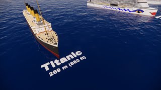 Cruise Ship Size Comparison Bigger Than Titanic 3D  2020 [upl. by Enier]