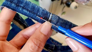 STEPBYSTEP tutorial for an undetectable eurohem Original Hem on Jeans [upl. by Bolger]