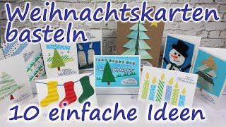 Weihnachtskarten basteln 10 einfache Ideen 🎅 [upl. by Adnowal]