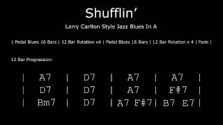 Larry Carlton Style Backing Track  Shufflin  Jazz Blues in A [upl. by Smith]