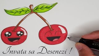 đźŤ’Tutorial Desen  Desenez si Colorez CIRESE  Kawaii  Pentru Copii [upl. by Latt]