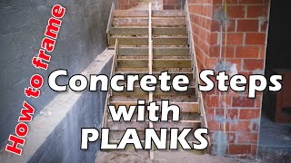 HOW TO BUILD CONCRETE STAIRS BETWEEN WALLS WITH TIMBER PLANKS [upl. by Retnyw687]