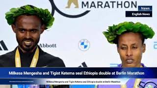 Milkesa Mengesha and Tigist Ketema seal Ethiopia double at Berlin Marathon [upl. by Hinkel686]