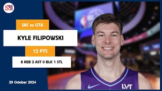 KYLE FILIPOWSKI 12 PTS vs SAC 29 Oct 2425 UTA Highlights [upl. by Korwun]