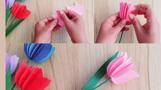 Como hacer Flores de Papel  Tulipanes  DIY  Manualidades [upl. by Schwarz]