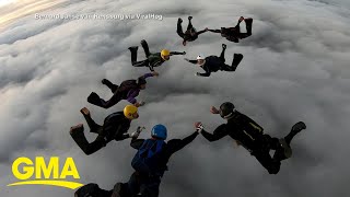 Video shows skydivers scramble as plane stalls midair l GMA [upl. by Isied]