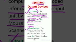 Input and Output Devices  Definition of Input and Output devices  Examples part 1 [upl. by Lehcim334]