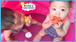 Babies and Kids Family Fun Pool Time with Rubber Ducky Ryans Family Review [upl. by Anaujahs]