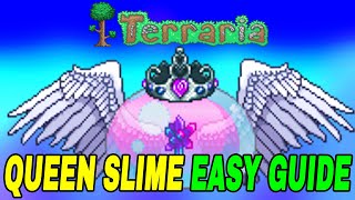 Terraria How To Beat amp Defeat Queen Slime EASY Tutorial Boss Fight Guide [upl. by Antipas976]