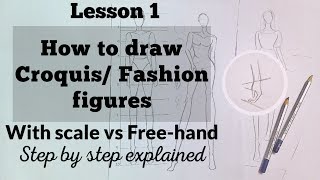 How to draw Croquis  Drawing Fashion Figures  Step by Step explained  For beginners [upl. by Chabot]