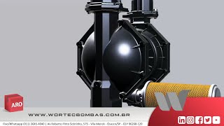 Bomba Pneumática de Diafragma 2quot Polegadas Metálica 3D  Ingersoll Rand ARO  WorTEC Bombas [upl. by Odawa]