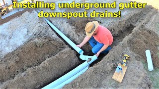 Installing underground gutter downspout drains 517 [upl. by Oniskey]