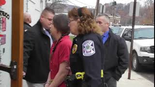 Franklin City Police Lead Amanda Cypher Into Venango County Courthouse [upl. by Acinomahs]