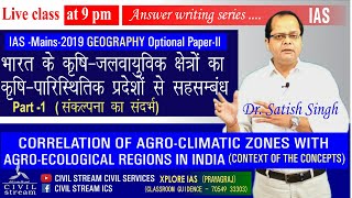 CORRELATION OF AGROCLIMATIC ZONES WITH AGROECOLOGICAL REGIONS IN INDIA ByDr Satish Singh [upl. by Teirtza416]