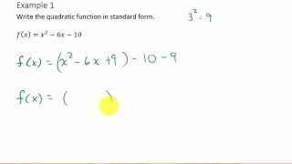 Convert Quadratic Equation To Standard Form Example 1 [upl. by Chandal]