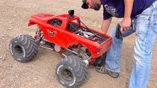 MAN and his GIANT MEGA TRUCK GAS POWER 49cc Engine  80lb RAMINATOR  RC ADVENTURES [upl. by Missi152]