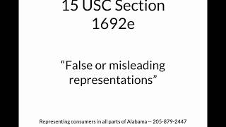 Part Six  FDCPA Section 1692e false and deceptive debt collection [upl. by Ferd]