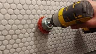 Penny Round Tile Excess Grout Cleanup [upl. by Eeresed]