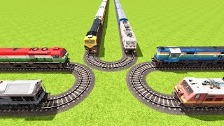 6 TRAINS OVERLAPPING ON THE THREE 180 DEGREE° SHARP TURNS RAILROAD ▶️ Train Simulator  CrazyRails [upl. by Siravart]