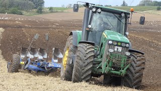 John Deere 8530 in the field ploughing w 7Furrow Överum Plough  PURE SOUND  DK Agriculture [upl. by Anagnos]