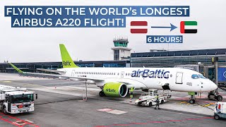 TRIPREPORT  airBaltic ECONOMY  Riga  Abu Dhabi  Airbus A220300 [upl. by Aveneg635]