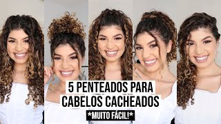 5 PENTEADOS PARA CABELOS CACHEADOS fácil  por Jessica Melo [upl. by Liborio]