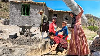 Resilient mother Wonderful woman Cementing the roof of her feed barn [upl. by Rheinlander]