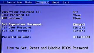 How to Set Reset and Disable BIOS Password Complete Tutorial [upl. by Annaicul]