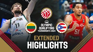 Final Lithuania 🇱🇹 vs Puerto Rico 🇵🇷  Extended Highlights  FIBA OQT 2024 Puerto Rico [upl. by Azyl]