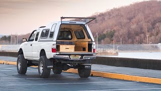 DIY Truck Bed Camper Build Tour  Building A Truck Bed Camper In My Toyota Tacoma [upl. by Nirtak88]