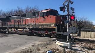 Bnsf auto rack train with wayside horn Fort Worth Texas [upl. by Haliak]