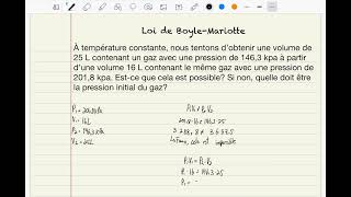 Calcul de la loi de Boyle Mariotte relation entre le volume et la pression chimie secondaire 5 [upl. by Brigette135]