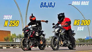 2024 Bajaj Pulsar N250 Vs Bajaj Pulsar ns200 Bs4 Drag Race [upl. by Brande160]