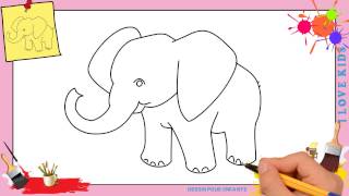 Dessin éléphant 4  Comment dessiner un éléphant FACILEMENT etape par etape pour ENFANTS [upl. by Dori]