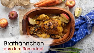 Brathähnchen knusprig aus dem Römertopf  Rezept [upl. by Verna]