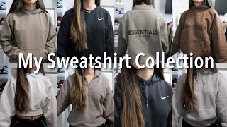 MY SWEATSHIRT COLLECTION 2021  Essentials Aritzia Nike etc [upl. by Danika360]