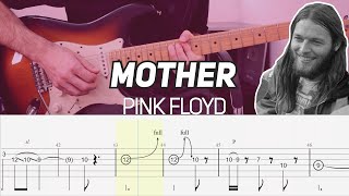 Pink Floyd  Mother solo  Extended version Guitar lesson with TAB [upl. by Cunningham]